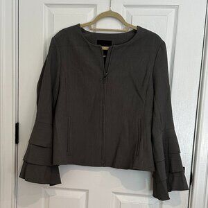 nwt Banana Republic Women's Dark gray Zip front Bell Sleeve Jacket Size 12